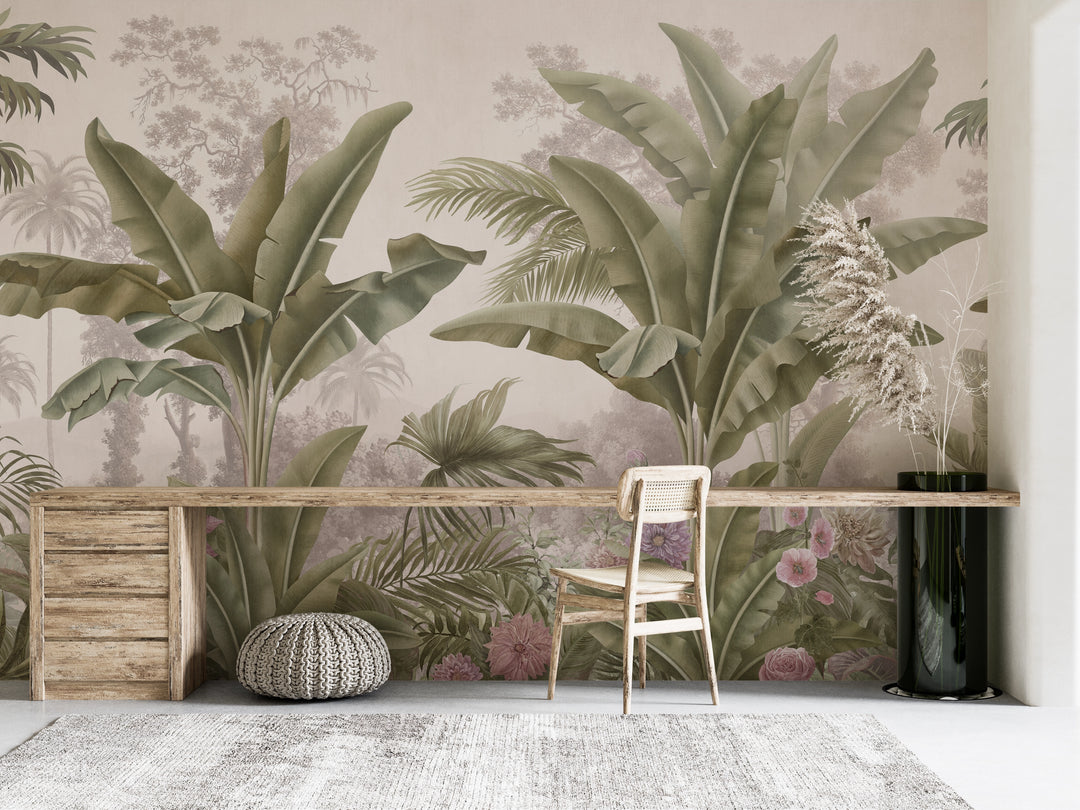 Papier Peint Panoramique Arbres en Forêt Tropicale