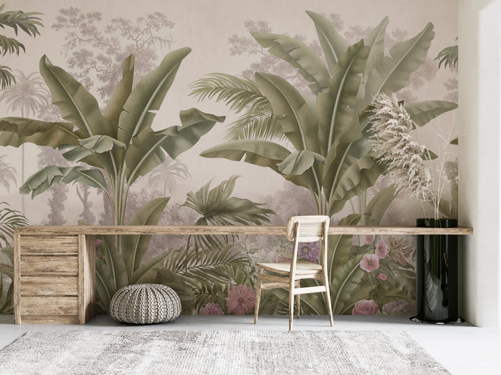 Papier Peint Panoramique Arbres en Forêt Tropicale