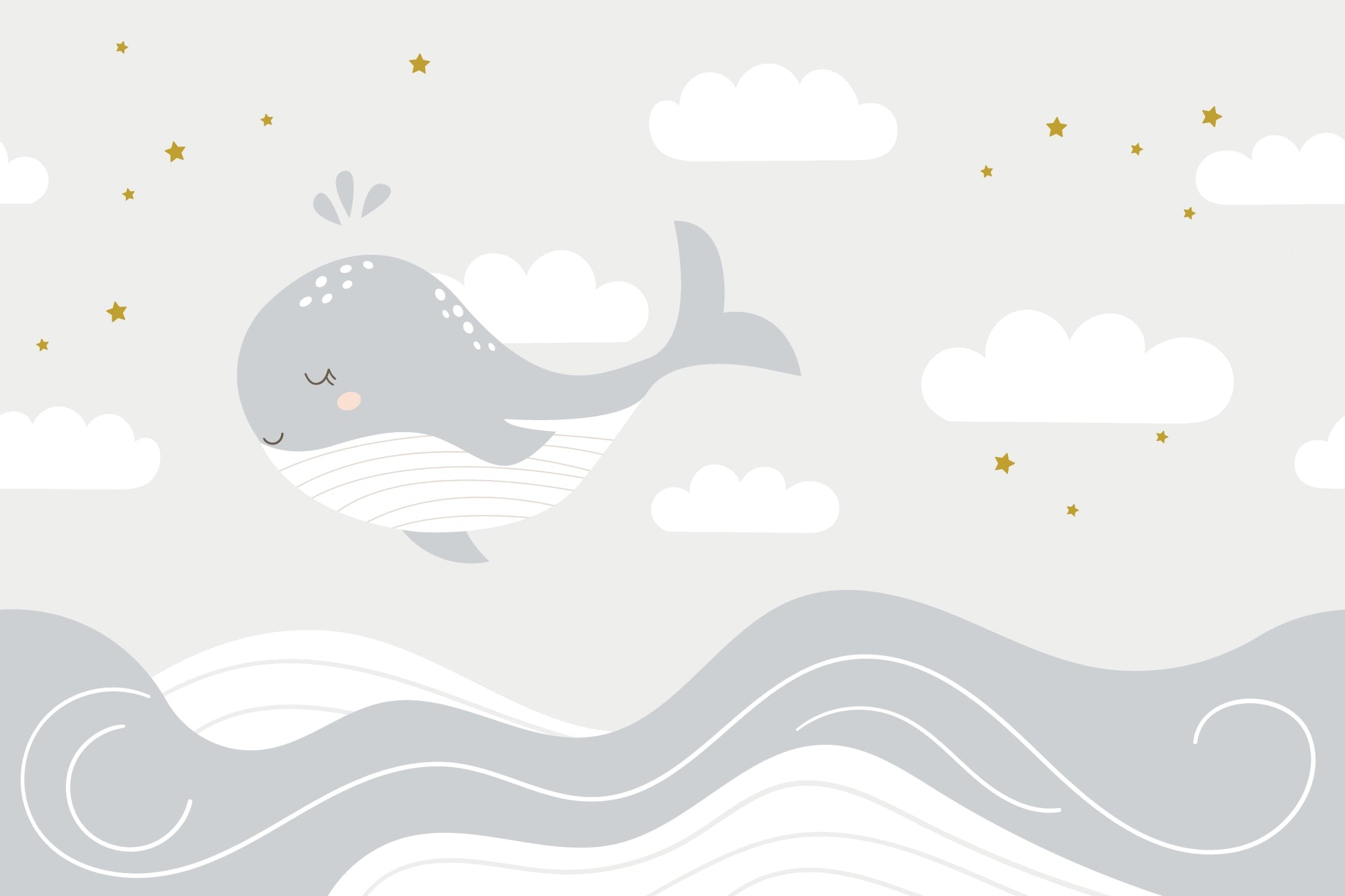 Starry Dreamy Whale Panoramic Wallpaper