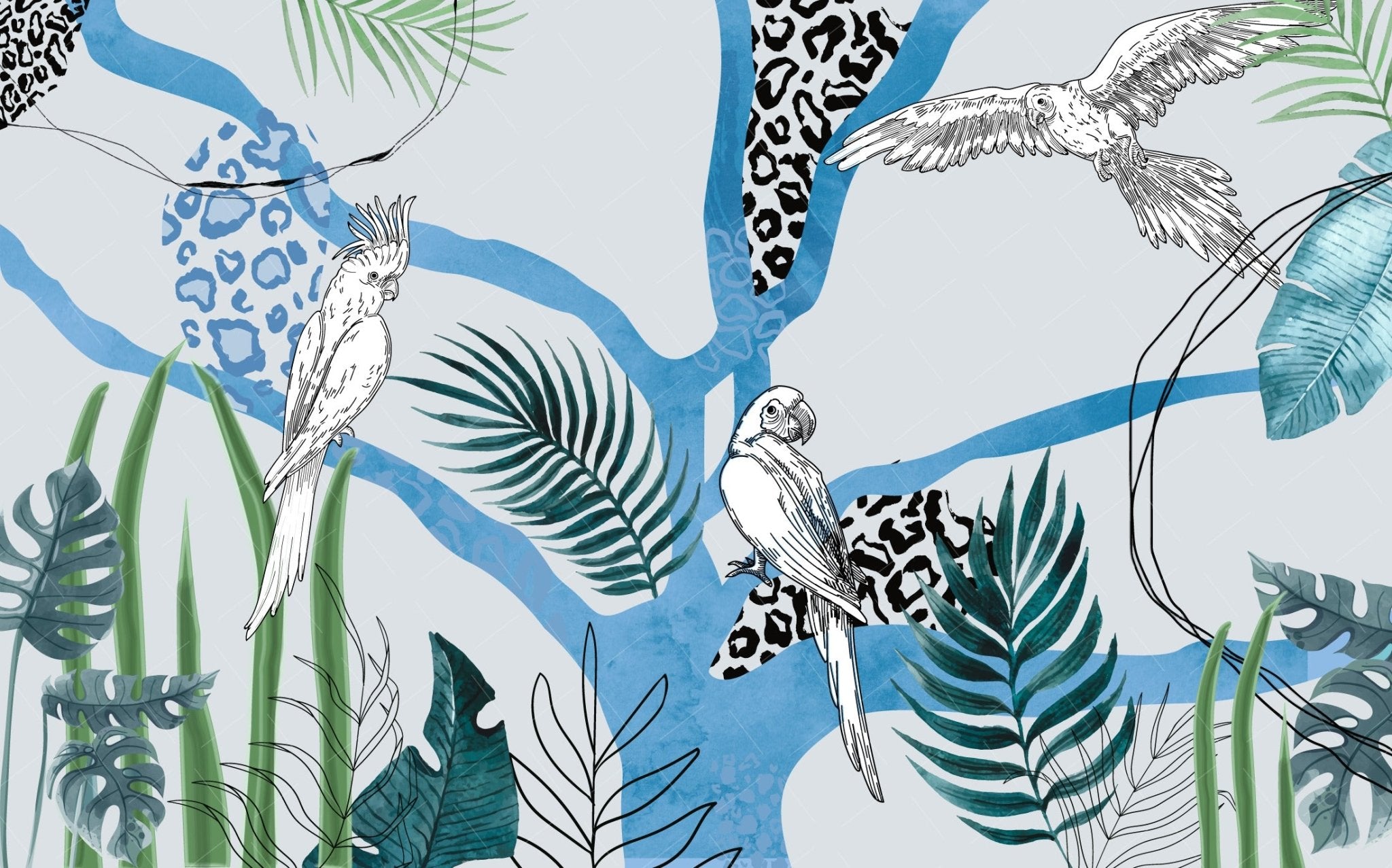 Papier peint panoramique bleu tropical