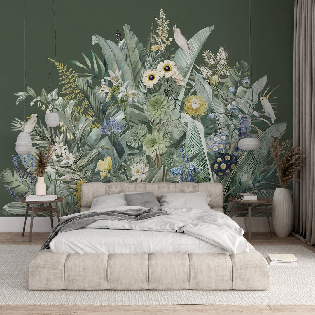 Papier peint panoramique bouquet végétal - Kam et Léon