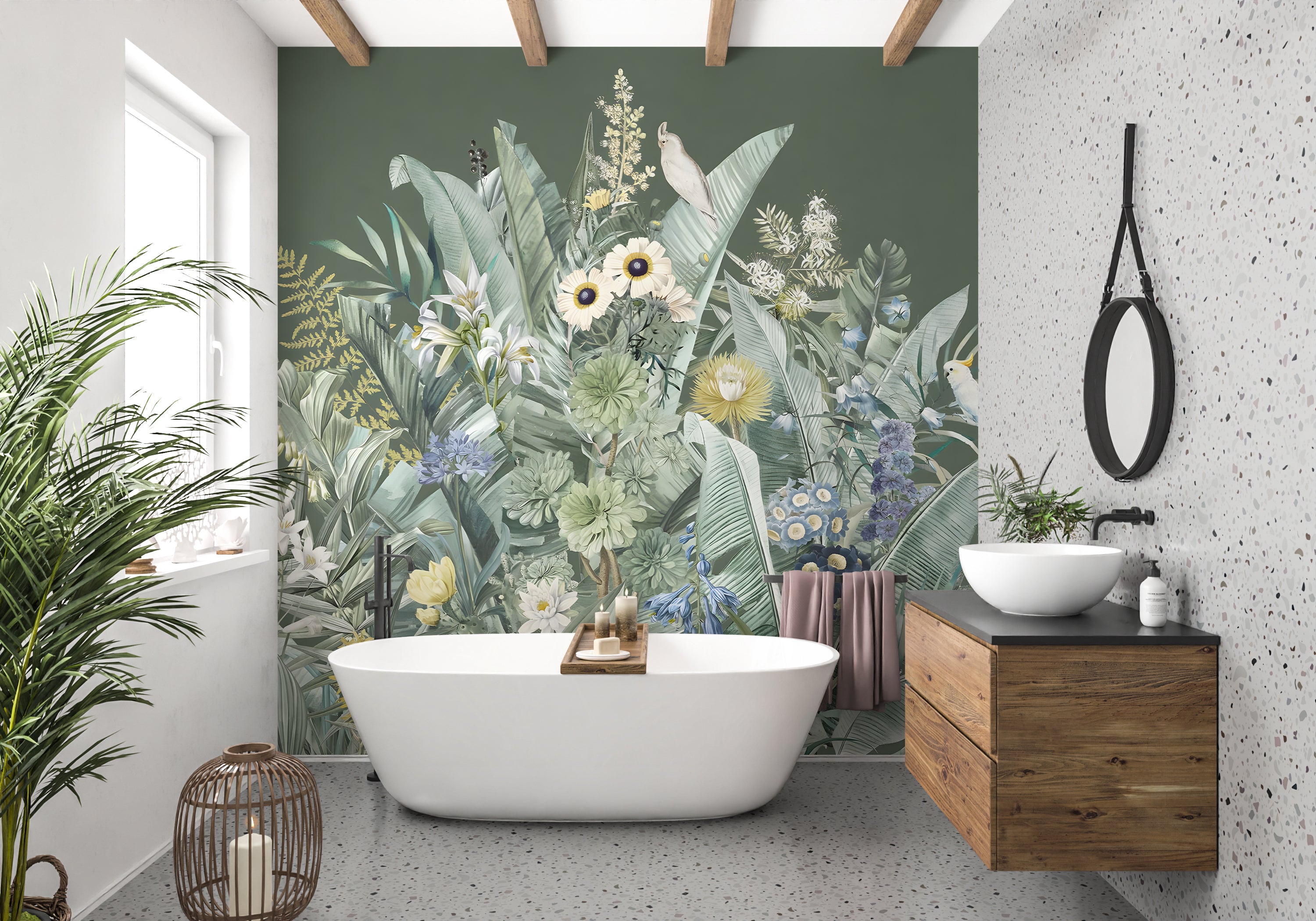 Panoramic wallpaper bouquet of plants