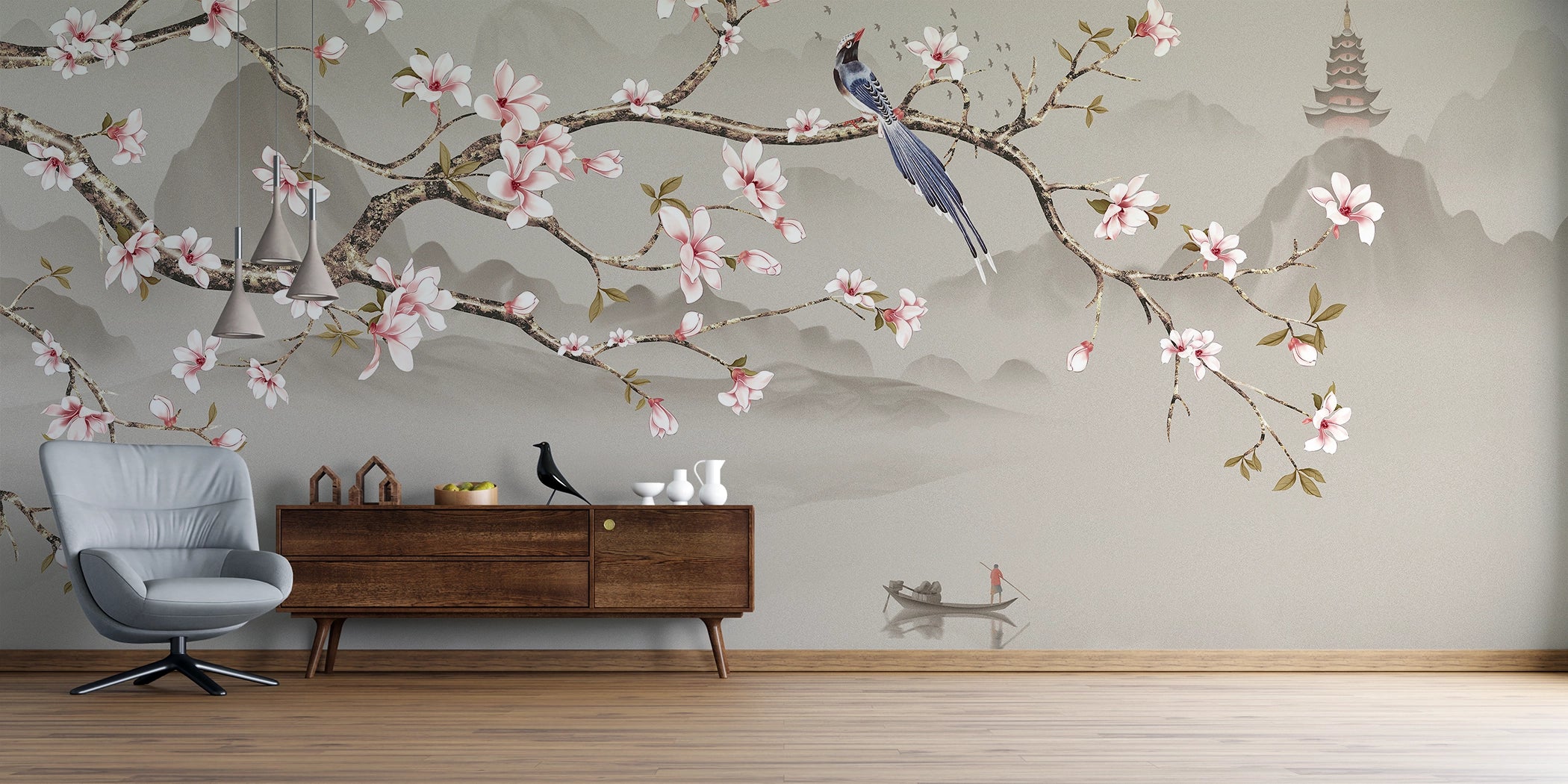 Japanese cherry blossom panoramic wallpaper