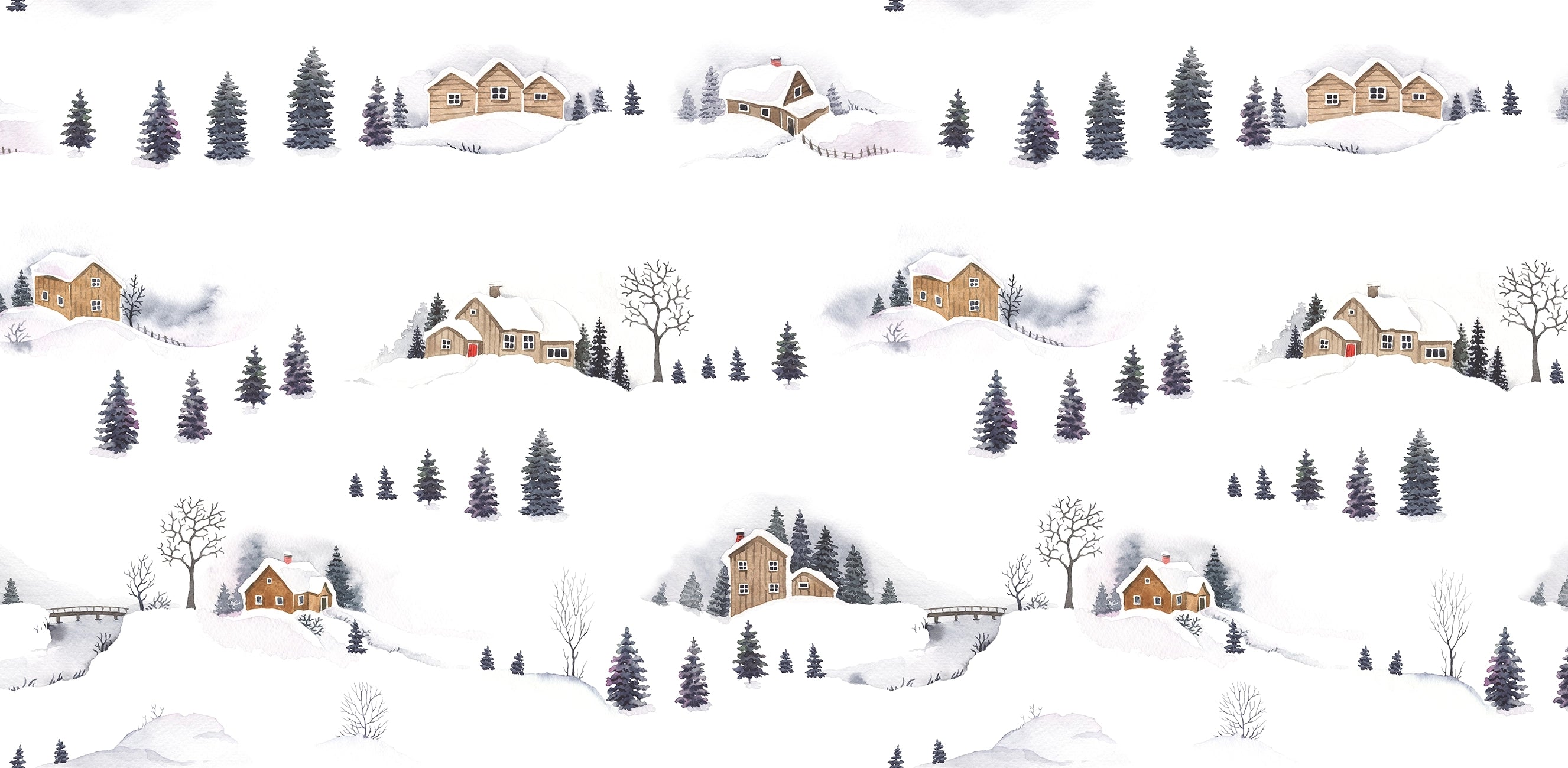 Papier peint panoramique Chalets d’Hiver