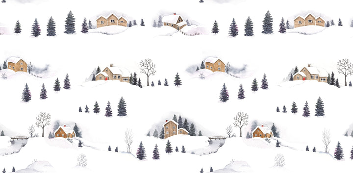 Papier peint panoramique Chalets d’Hiver