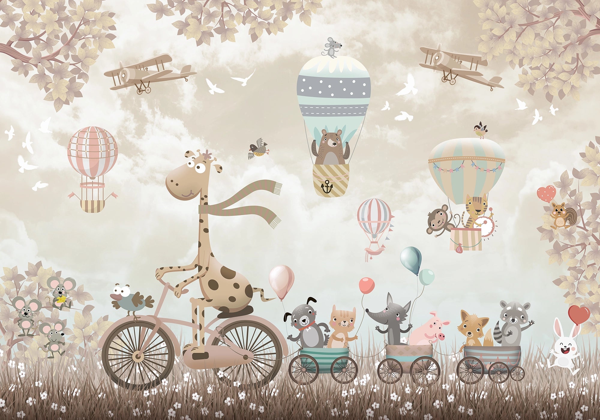 Panoramic wallpaper for children's room - Giraffe &amp; Co