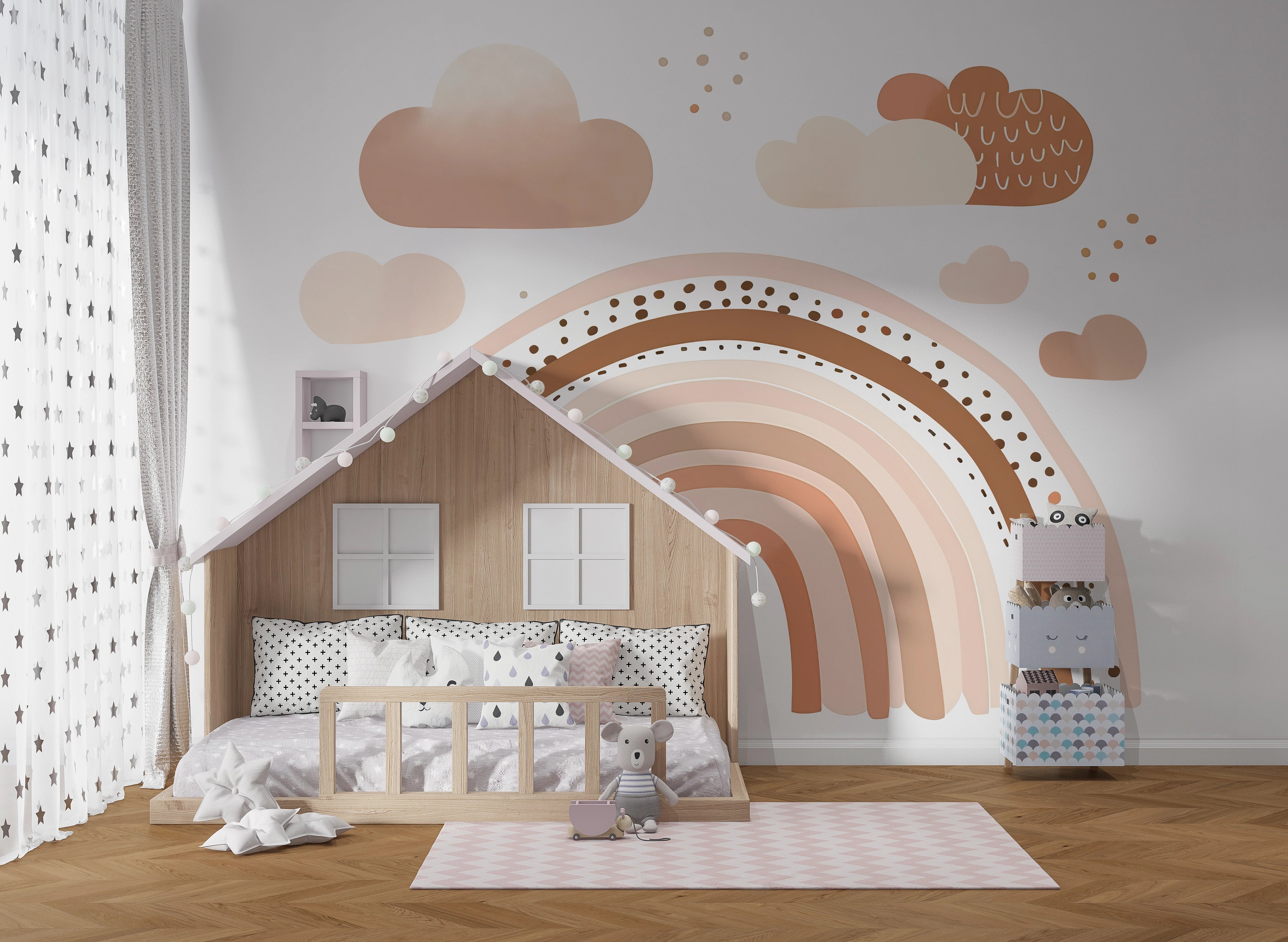 Papier Peint Panoramique Arc-en-Ciel pour Chambre d'Enfant