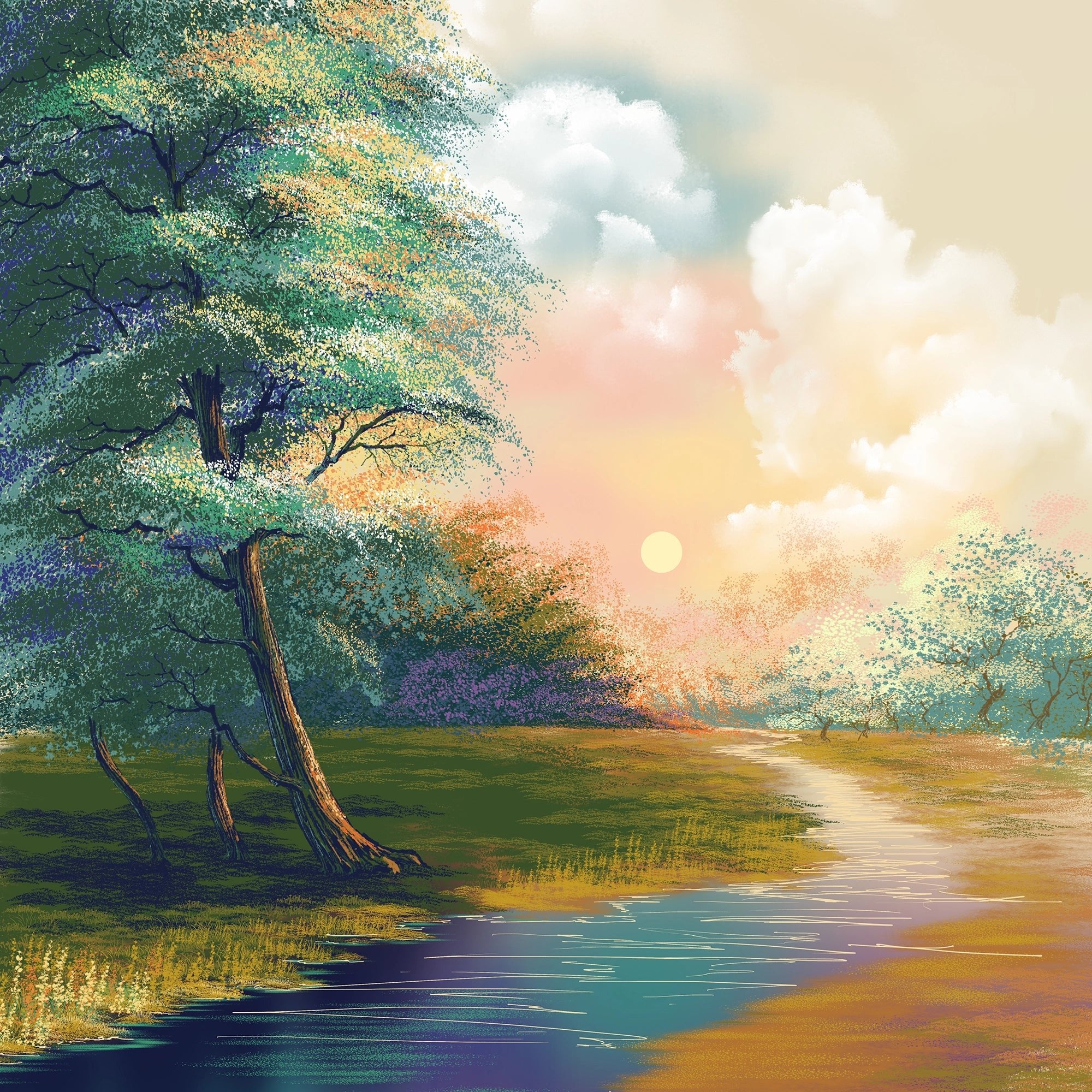 Papier Peint Panoramique Crépuscule sur la Rivière