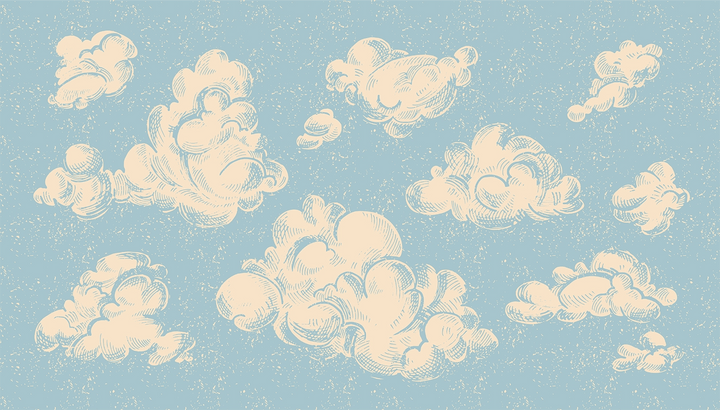 Papier peint panoramique dans les nuages - Kam et Léon