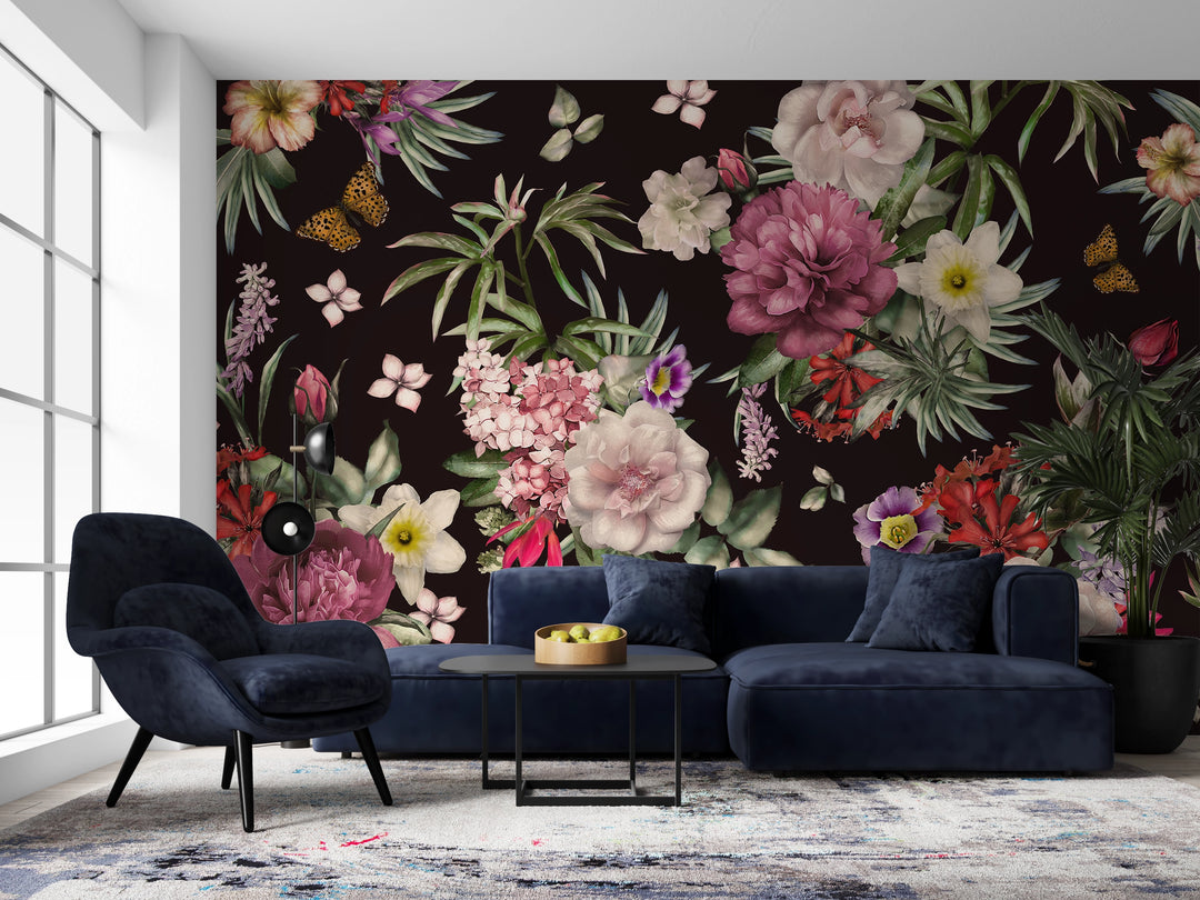 Papier Peint Panoramique Design Floral - Composition botanique