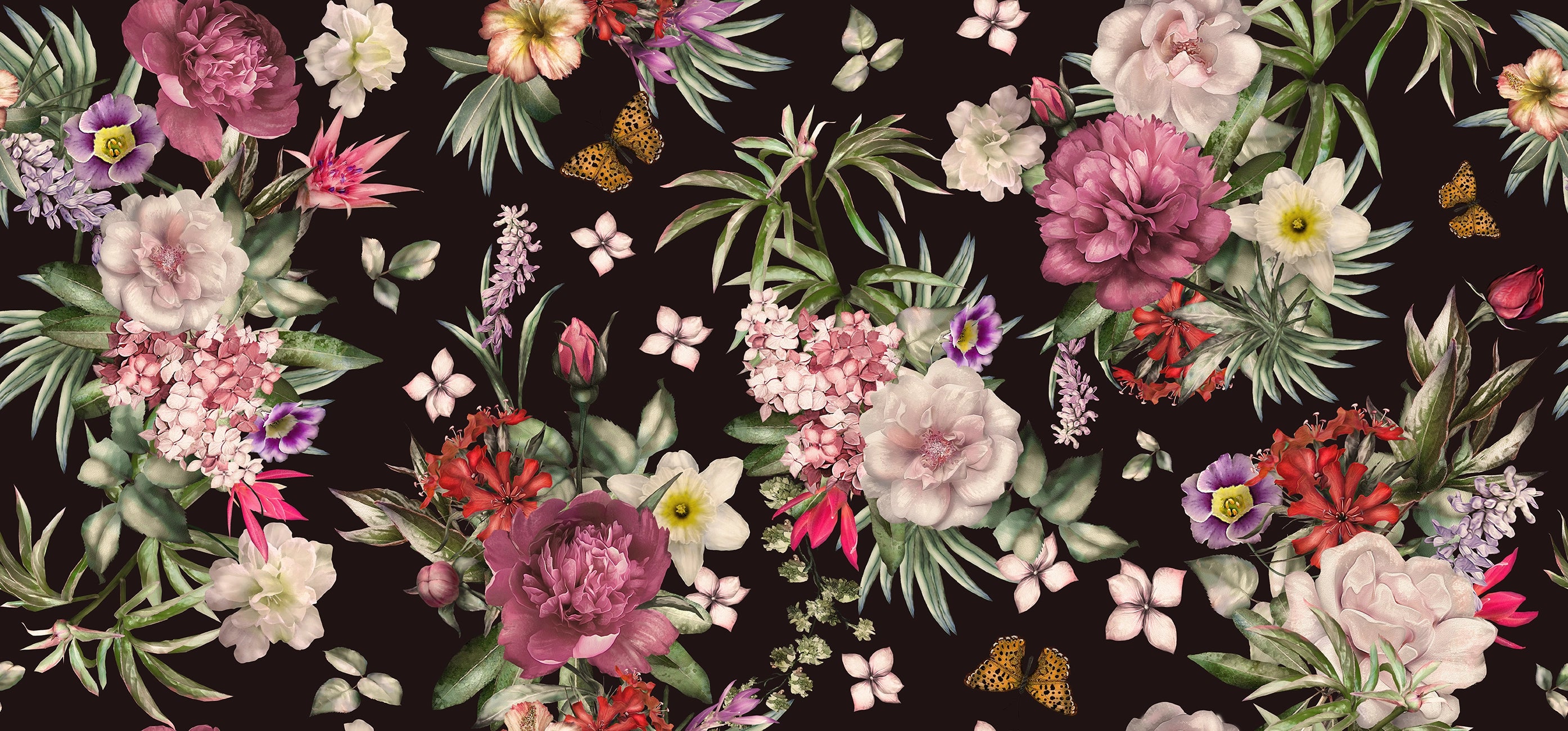 Papier Peint Panoramique Design Floral - Composition botanique