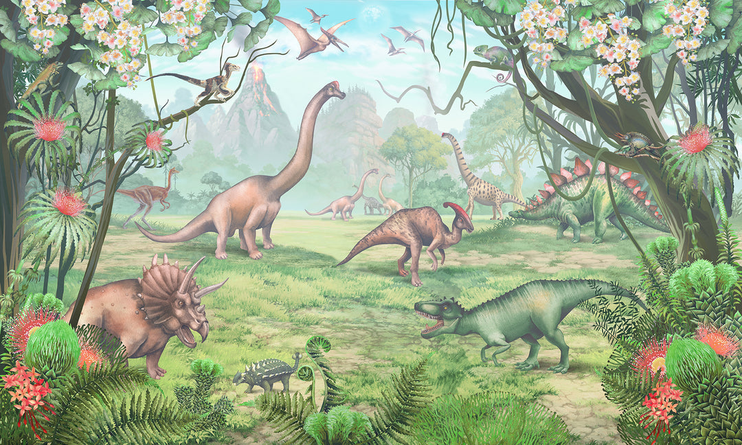 Papier peint panoramique dinosaures chambre enfant