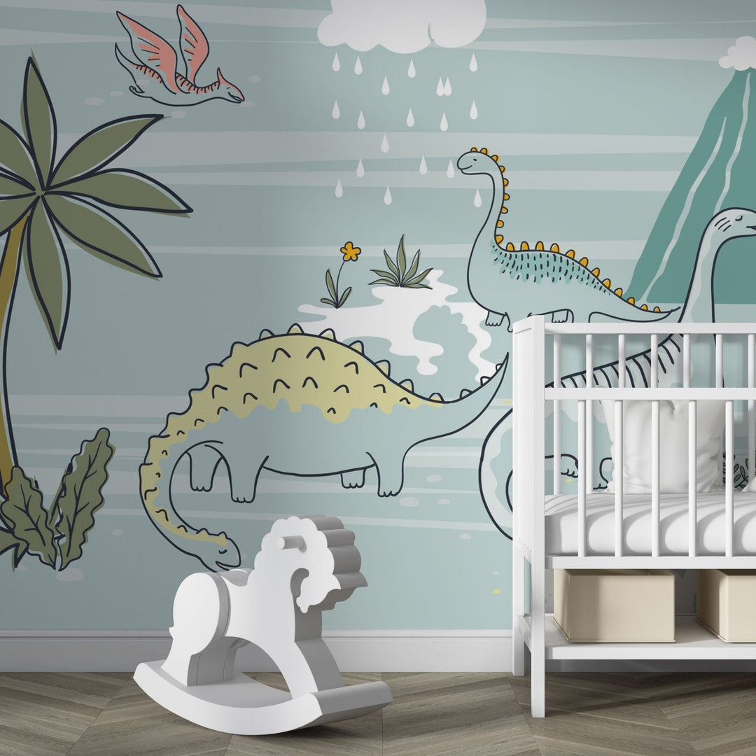 Papier peint panoramique dinosaures - Kam & Leon