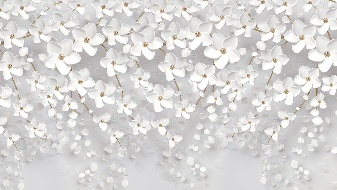 Papier Peint Panoramique Élégance Florale en 3D - Kam et Léon