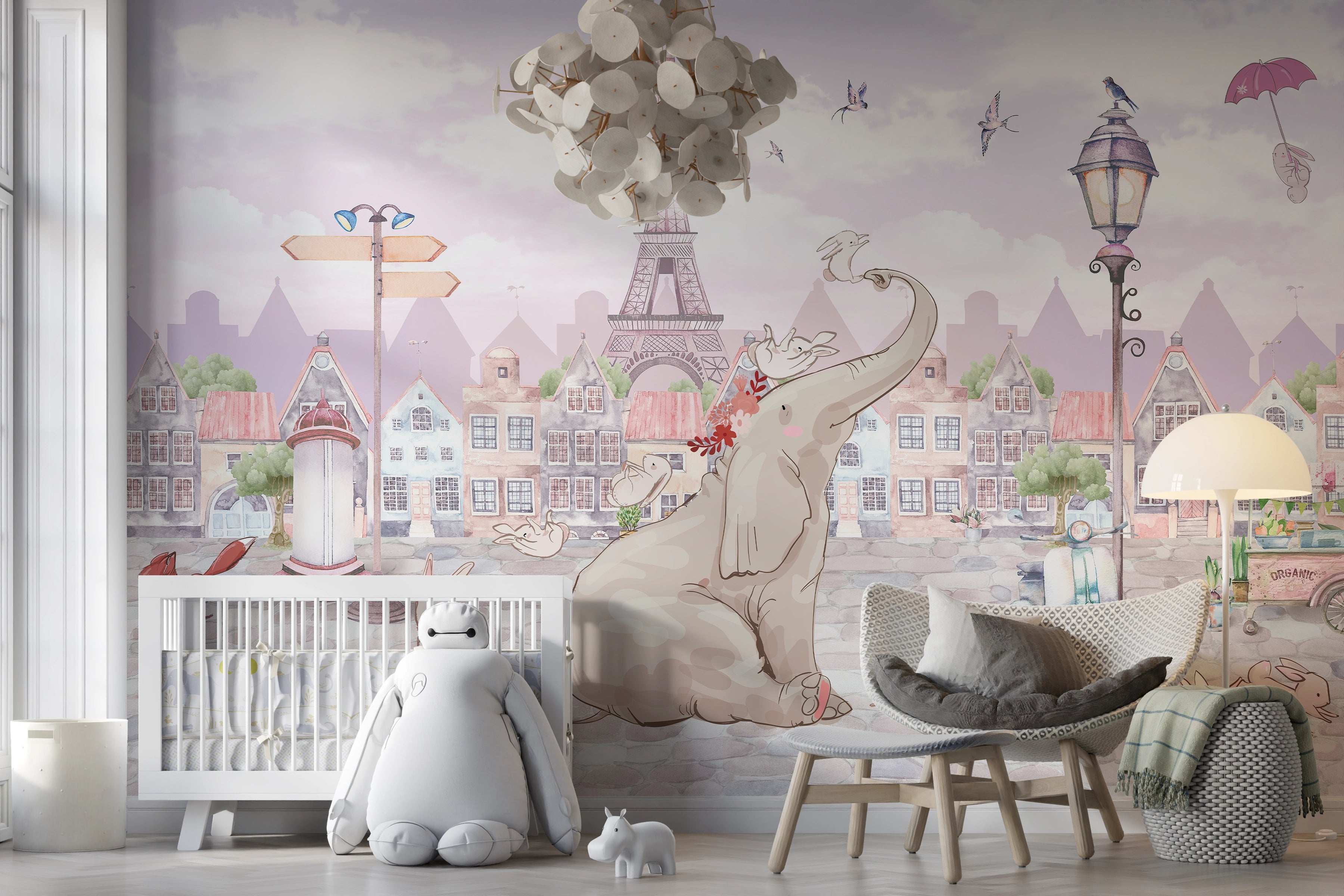 Elephant in Paris Panoramic Wallpaper