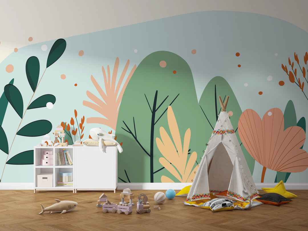 Papier Peint Panoramique Enfant Arbre Fantaisie