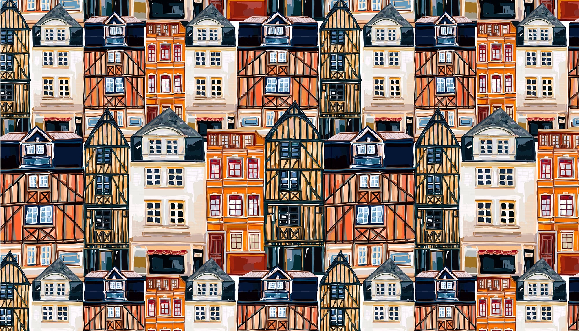 Panoramic wallpaper Facades of Yesteryear