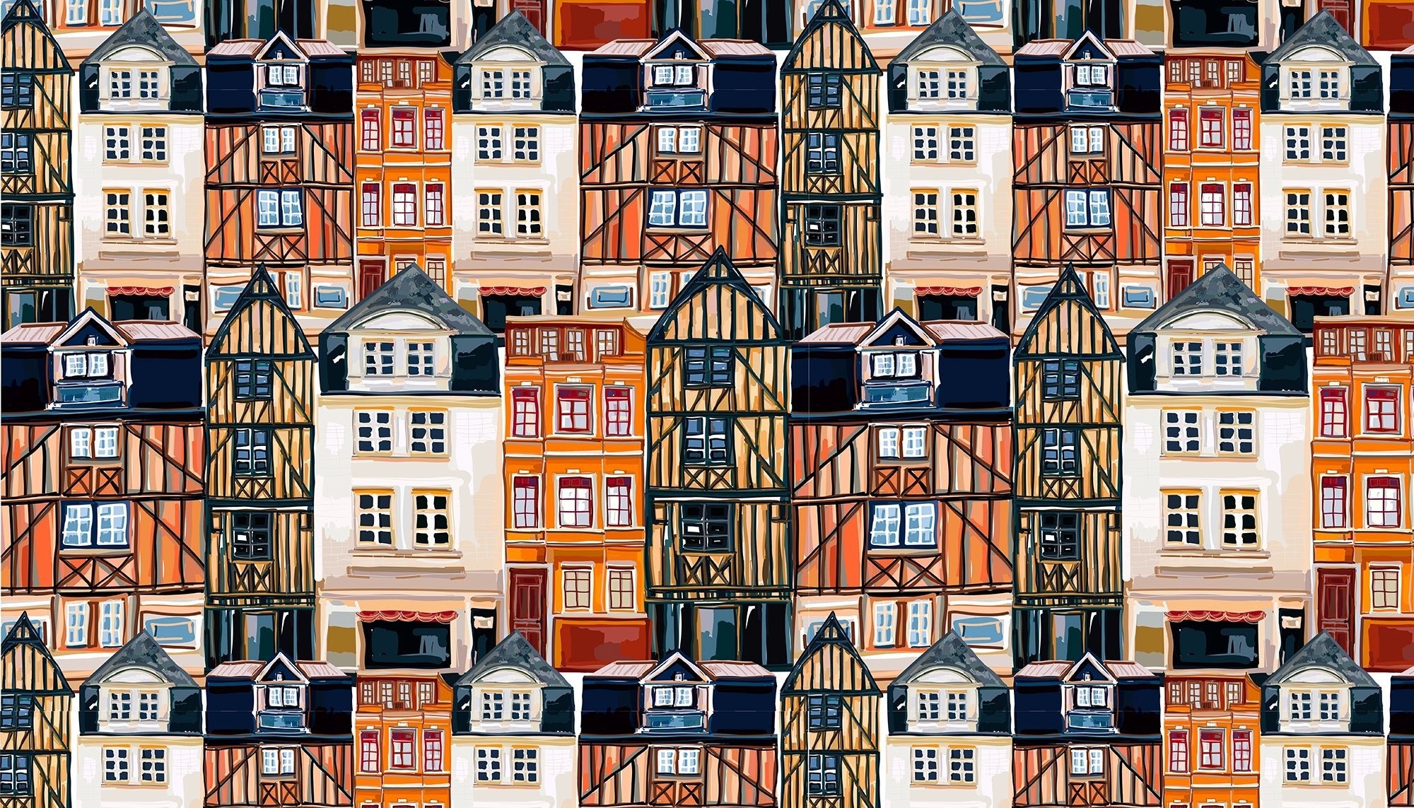 Papier peint panoramique Façades d'Antan