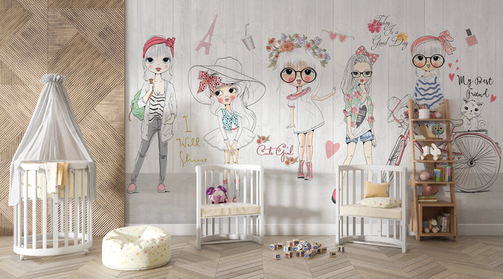 Papier Peint Panoramique Fashion Girls - Kam et Léon