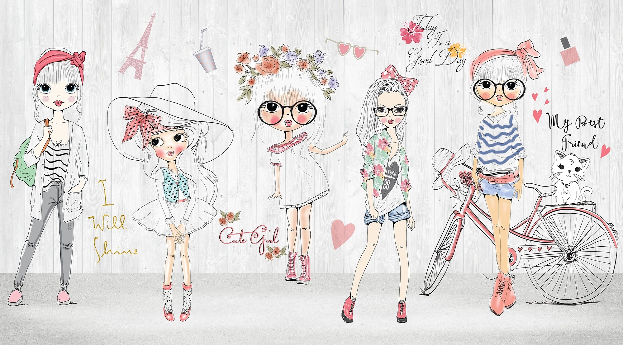 Carta da parati panoramica Ragazze alla moda