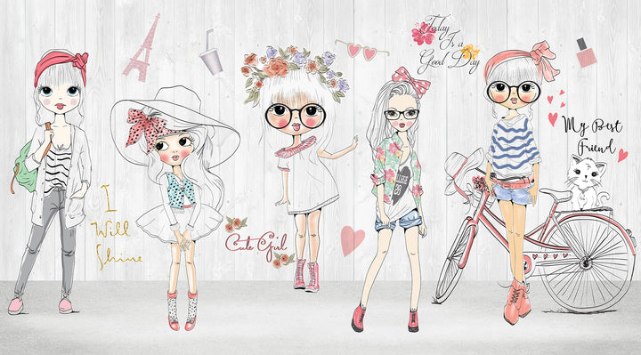 Carta da parati panoramica Ragazze alla moda