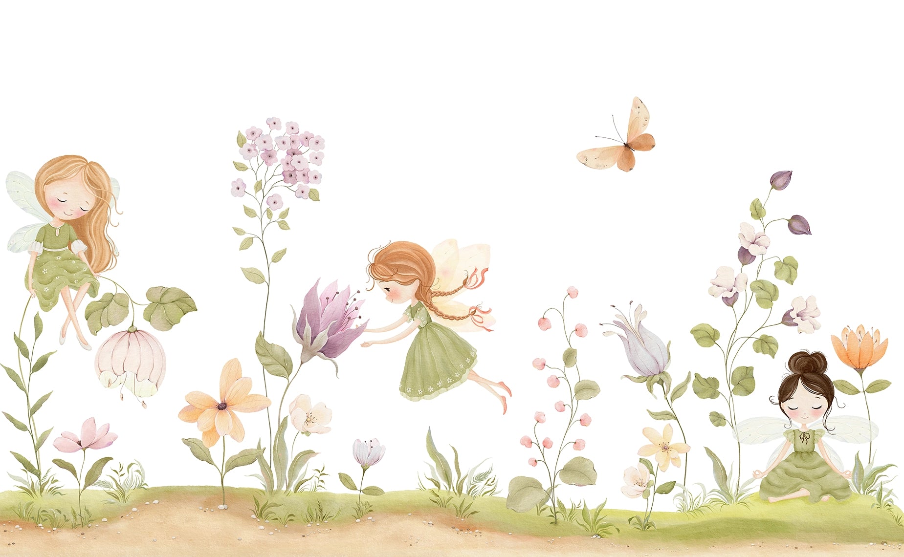 Panoramische Tapete Feen des Verzauberten Gartens 