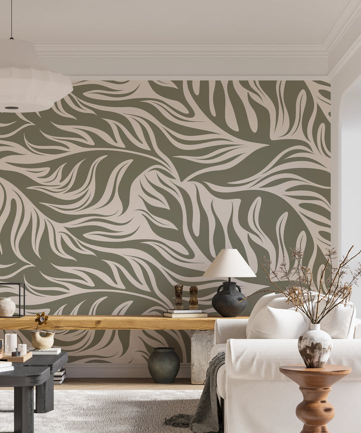 Panoramic Wallpaper Graphic Foliage 