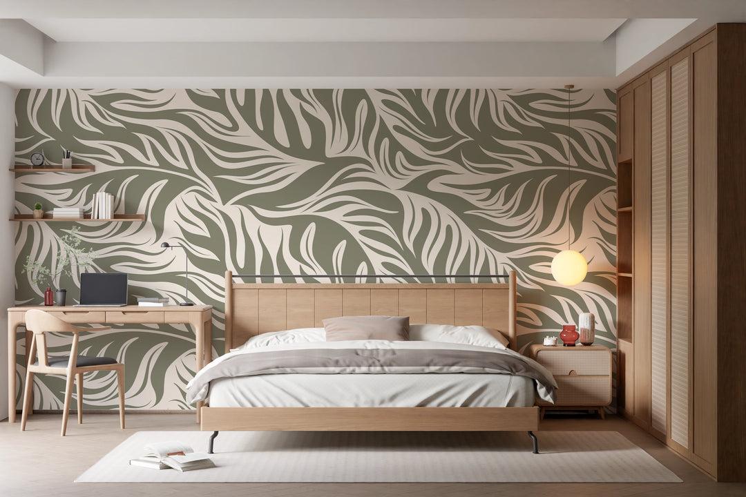 Panoramic Wallpaper Graphic Foliage 