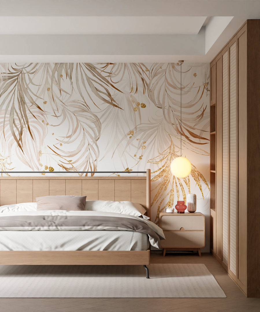 Papier peint panoramique Feuillages Élégants dans une chambre - Kam & Léon