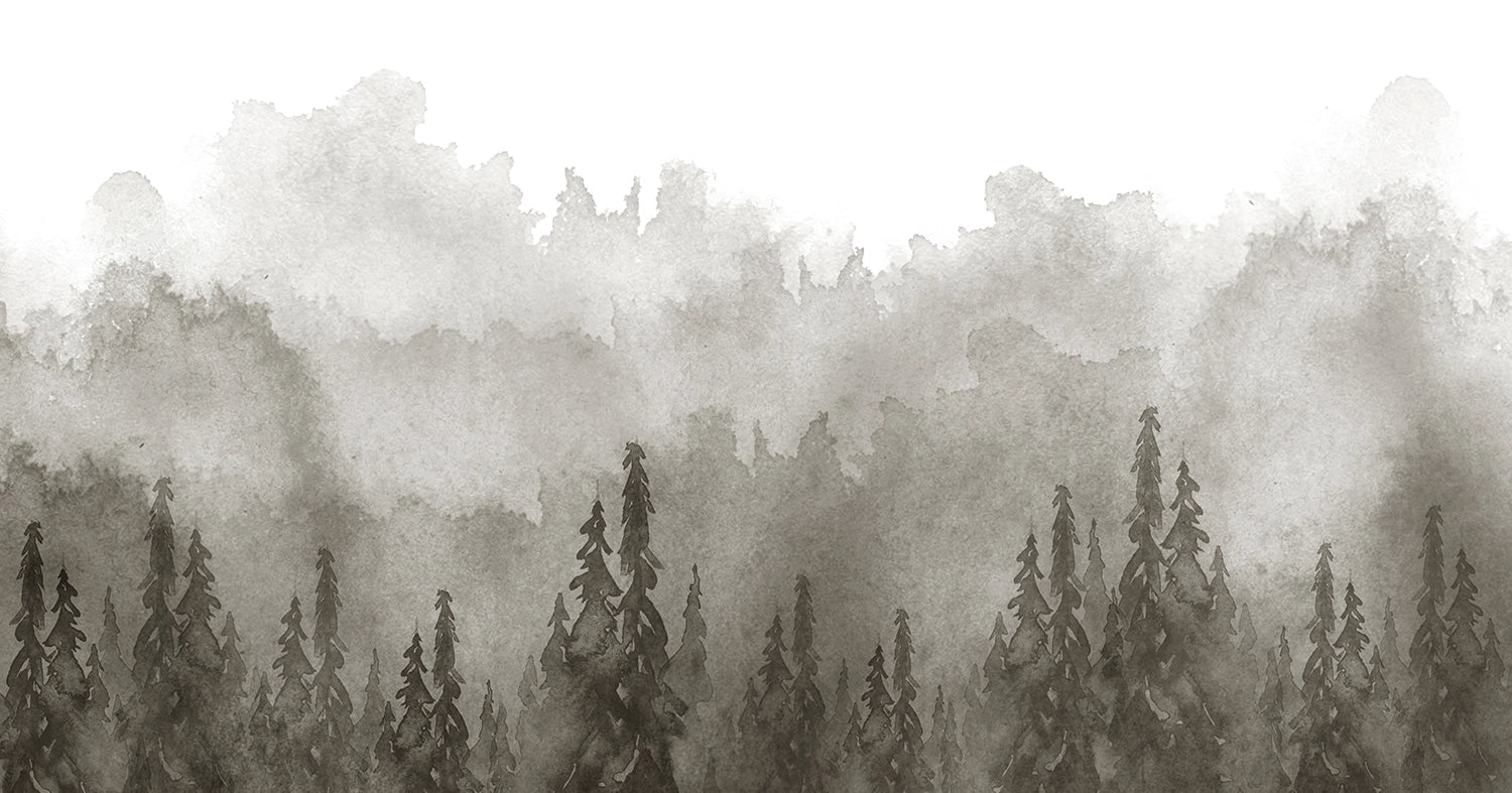 Panorama-Aquarell-Waldtapete