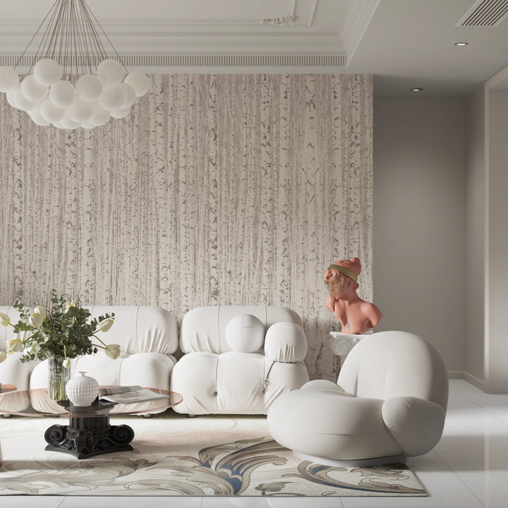 Panoramic wallpaper Birch Forest in Scandinavian style 