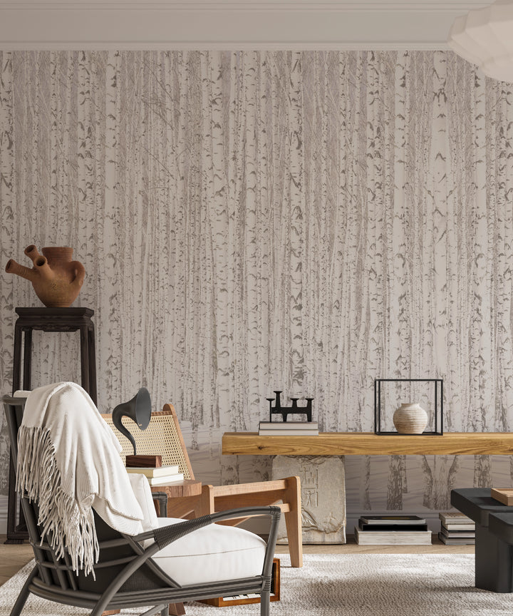 Panoramic wallpaper Birch Forest in Scandinavian style 