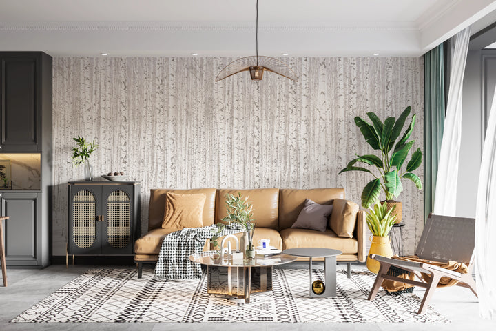 Panoramic wallpaper Birch Forest in Scandinavian style 