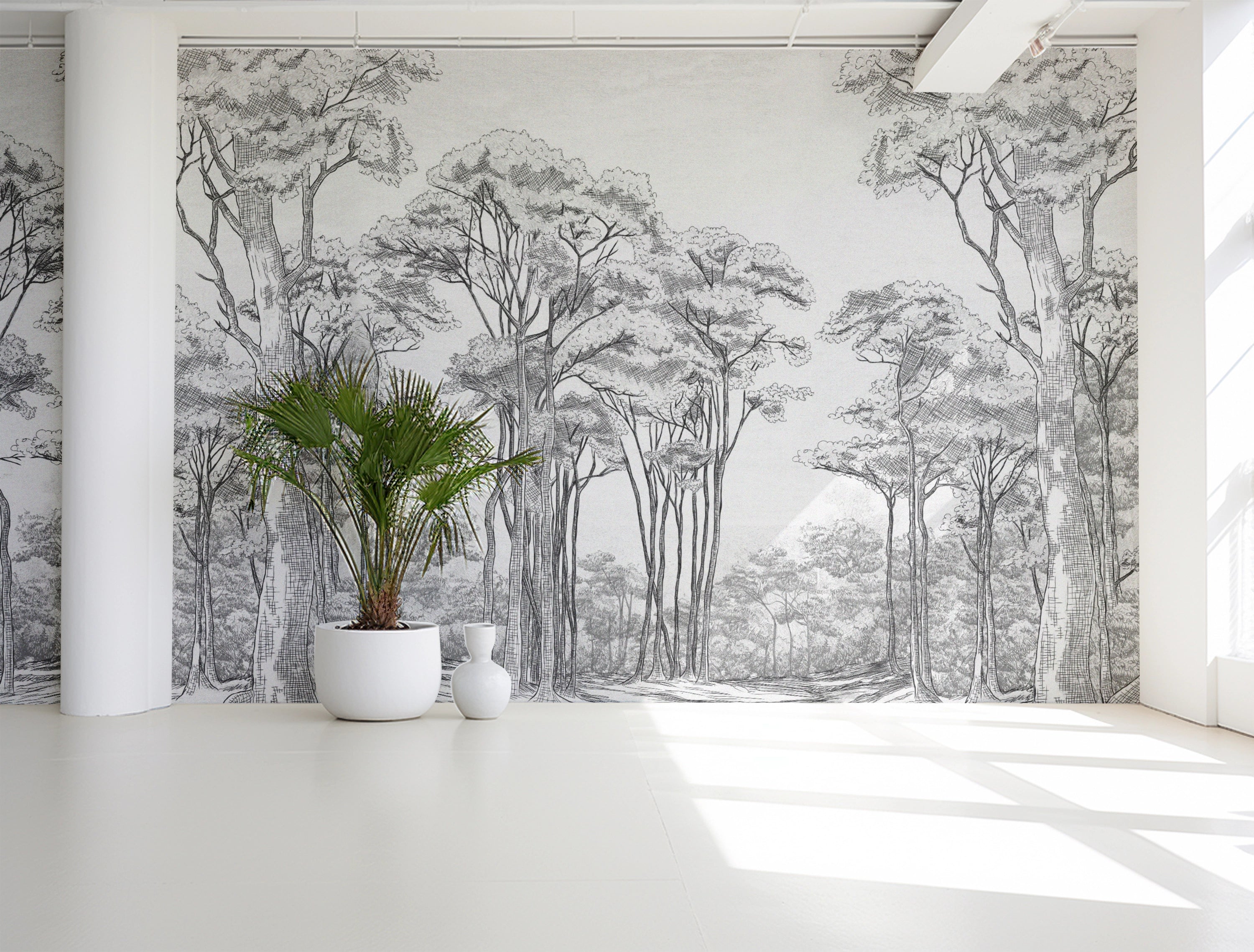 Papier peint panoramique avec forêt de pins colorés - 255x260 cm (l x h Papier peint panoramique avec forêt de pins colorés - 255x260 cm (l x h