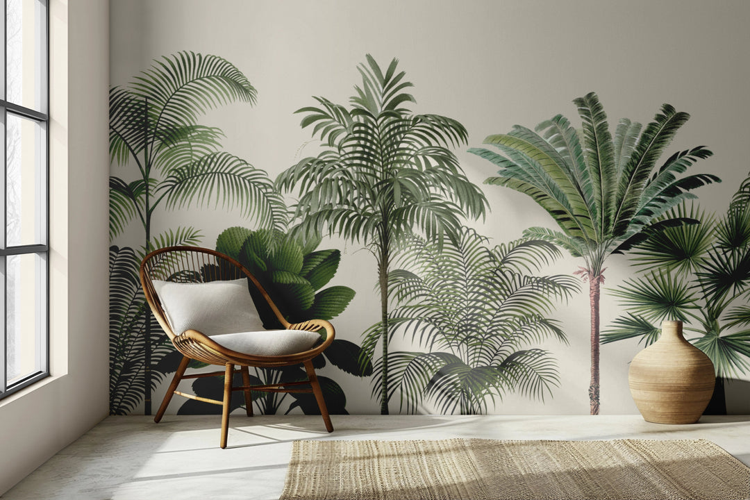 Papier Peint Panoramique Forêt Tropicale de Palmiers - Kam et Léon