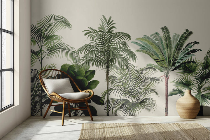 Papier Peint Panoramique Forêt Tropicale de Palmiers - Kam et Léon
