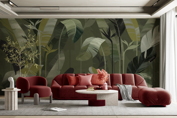 Papier peint panoramique Forêt Tropicale Émeraude