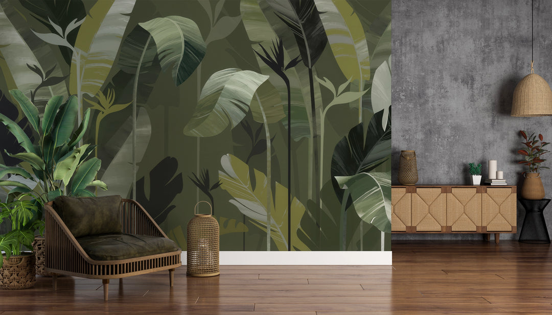 Papier peint panoramique Forêt Tropicale Émeraude