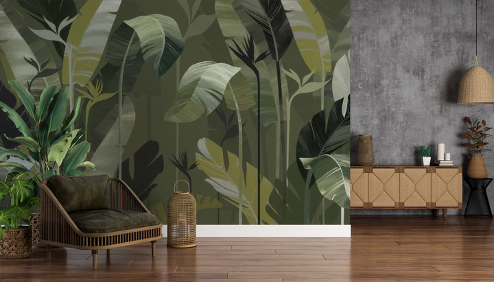 Papier peint panoramique Forêt Tropicale Émeraude
