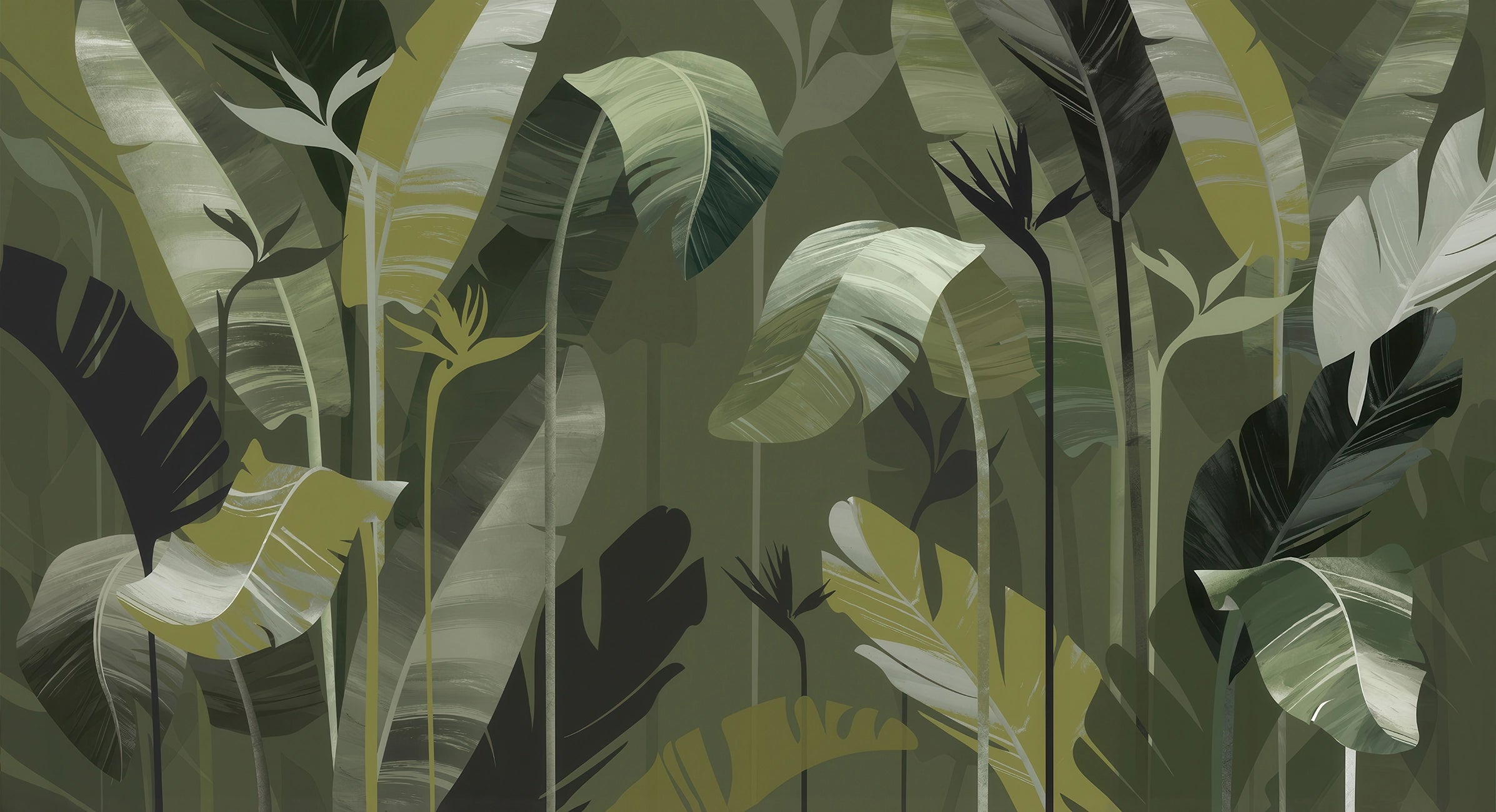 Papier peint panoramique Forêt Tropicale Émeraude