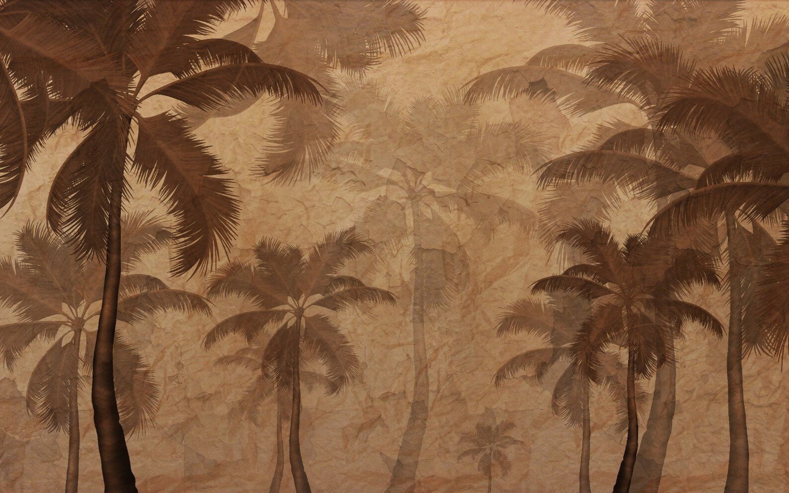 Papier peint panoramique forêt tropicale sépia