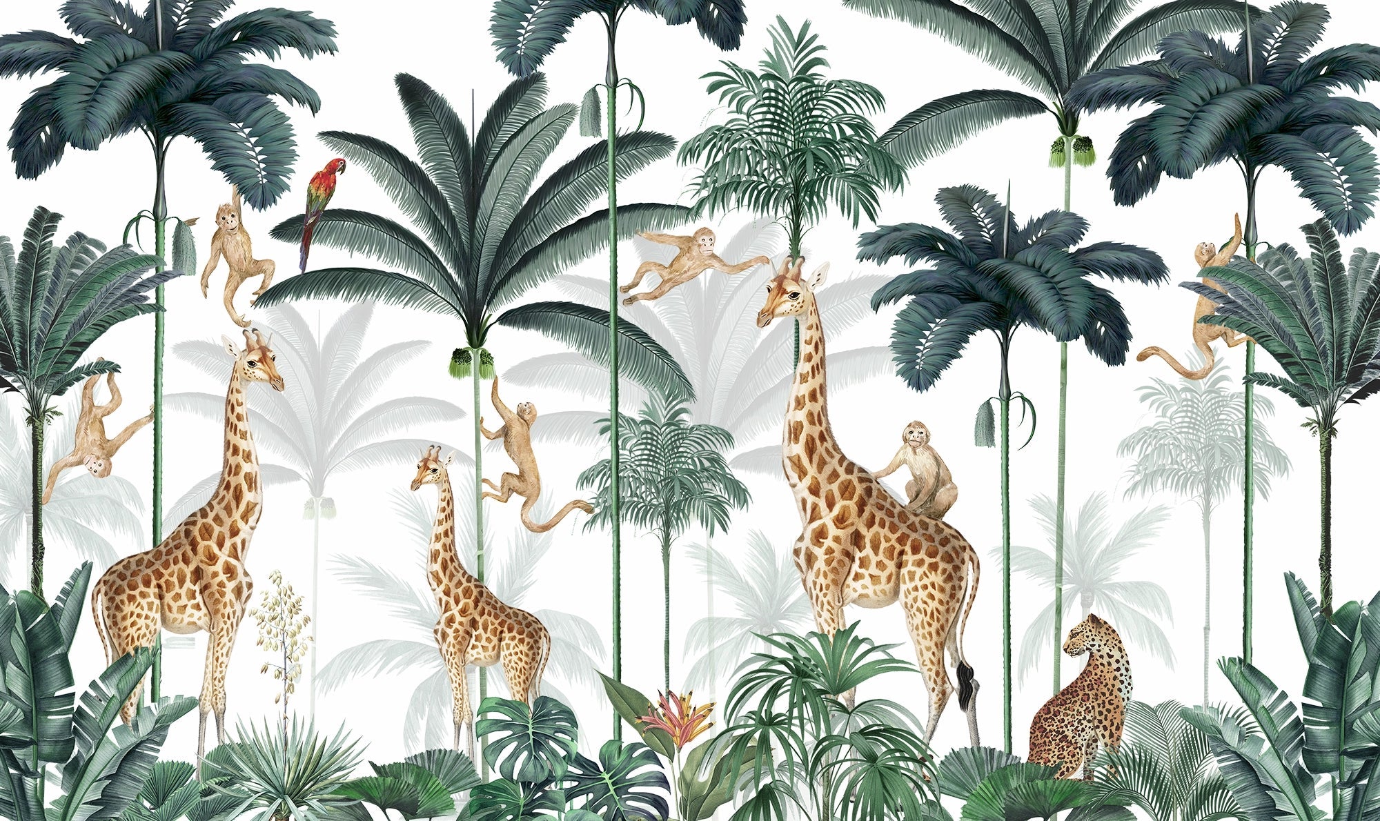 Papier Peint Panoramique Girafes Tropicales