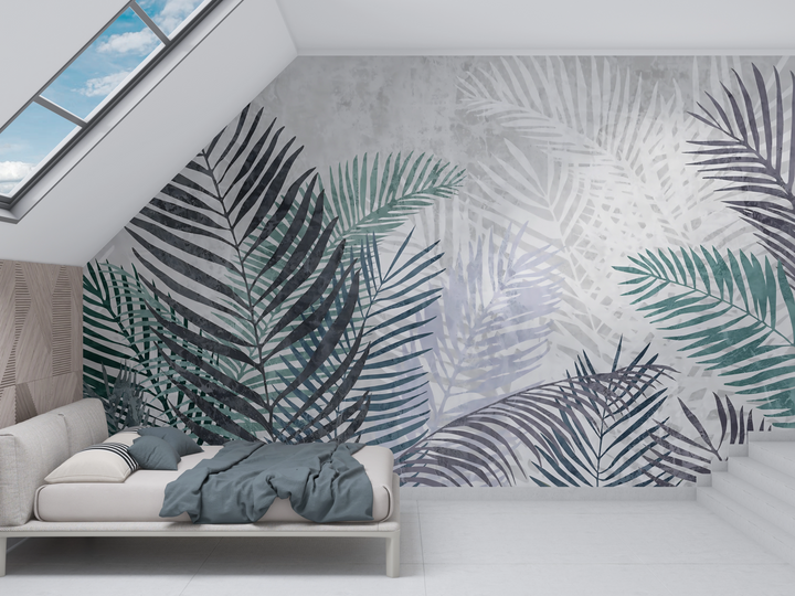 Papier Peint Panoramique Grandes Feuilles de Palmier - Kam & Leon