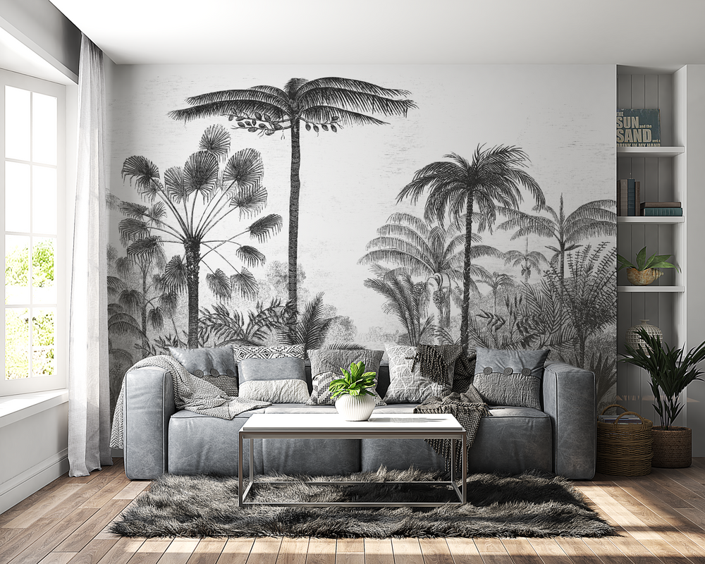 Papier peint Panoramique Jungle Black & White - Kam & Leon