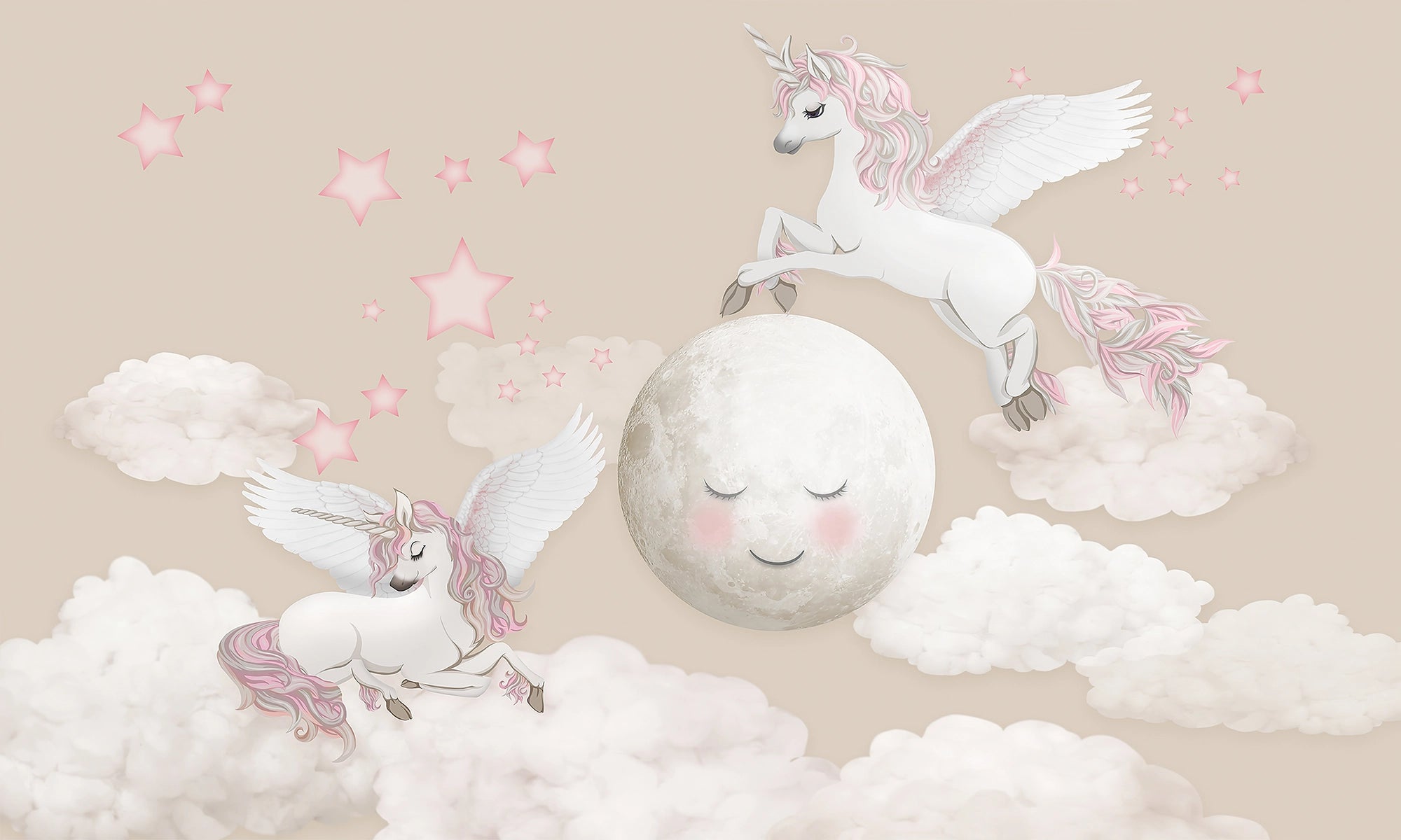 Panoramic wallpaper Unicorns Under the Moon