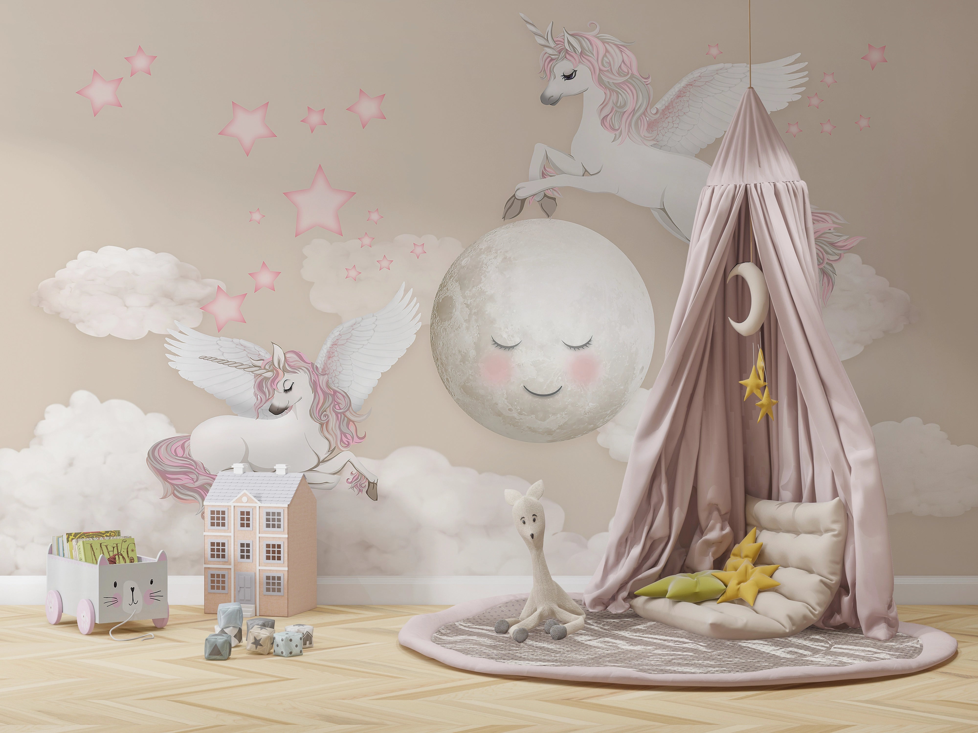 Panoramic wallpaper Unicorns Under the Moon