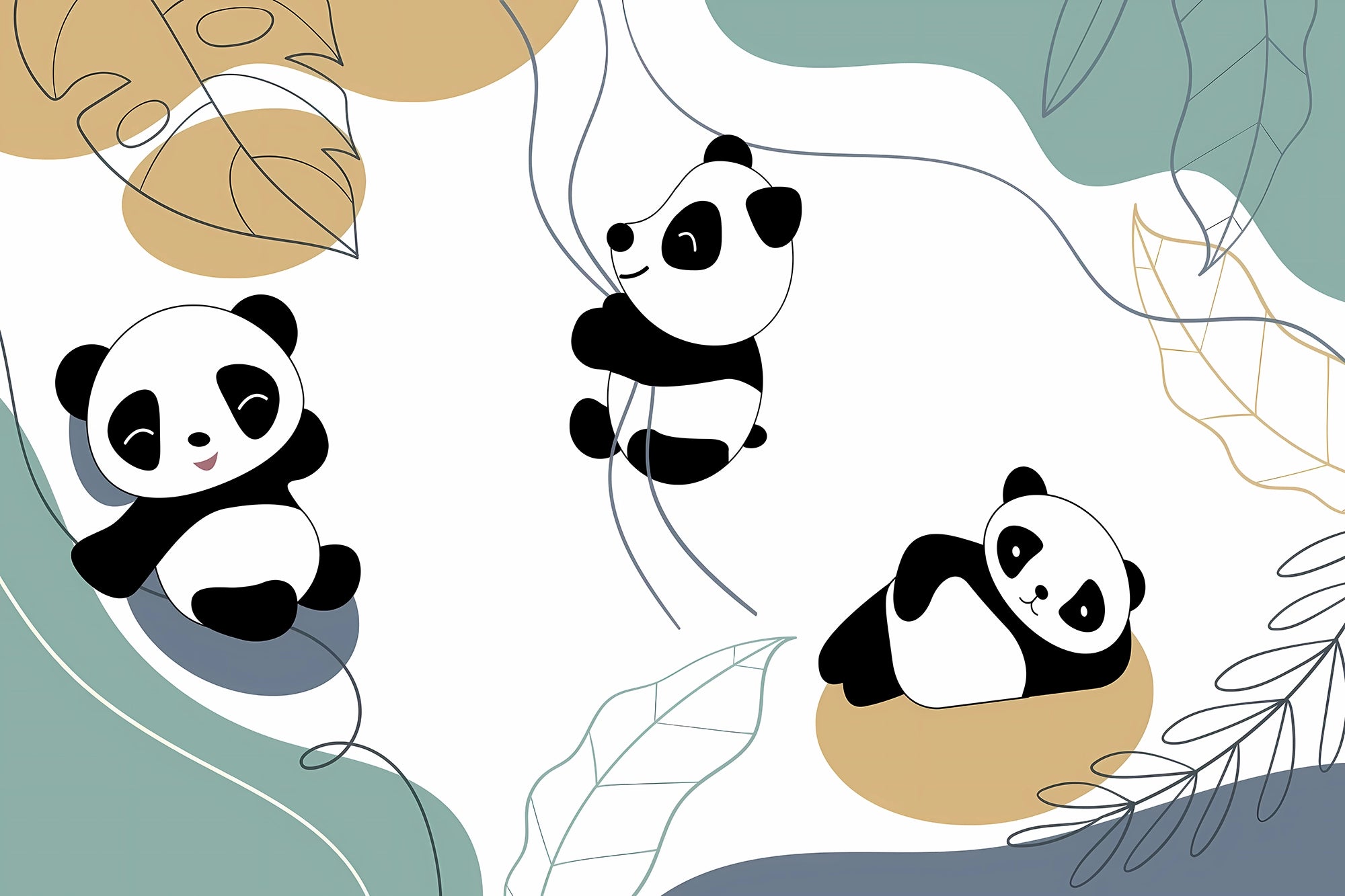 Panoramatapete süße kleine Pandas