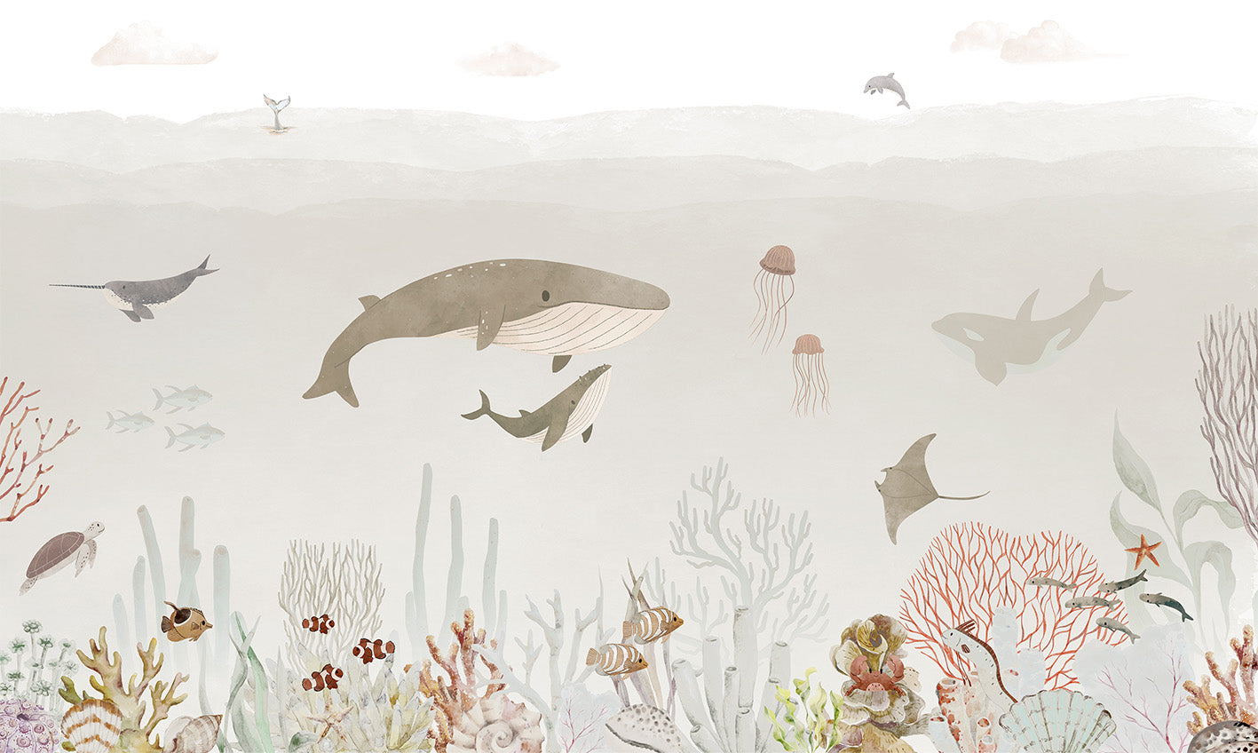 Papier Peint Panoramique Monde Marin et Animaux de l’Océan