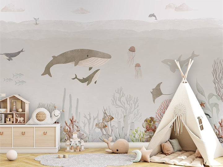 Papier Peint Panoramique Monde Marin et Animaux de l’Océan