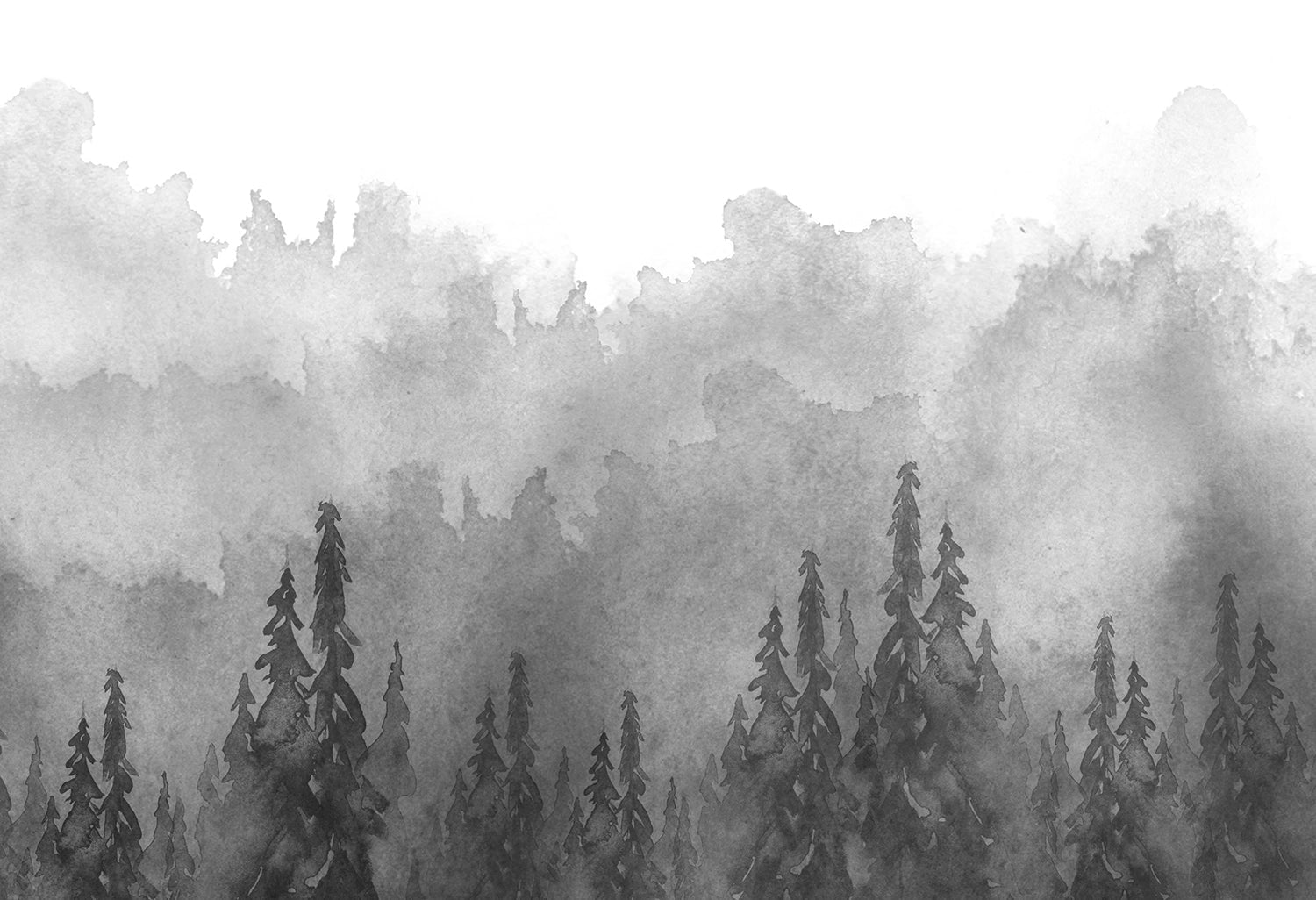 Papier peint panoramique montagne abstraite noir et blanc